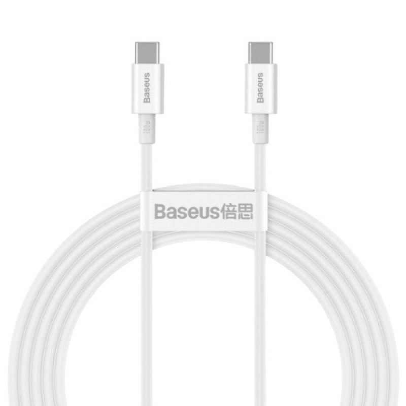 USB кабель Baseus Type-C to Type-C CATYS-C02, 100W white 2 метри