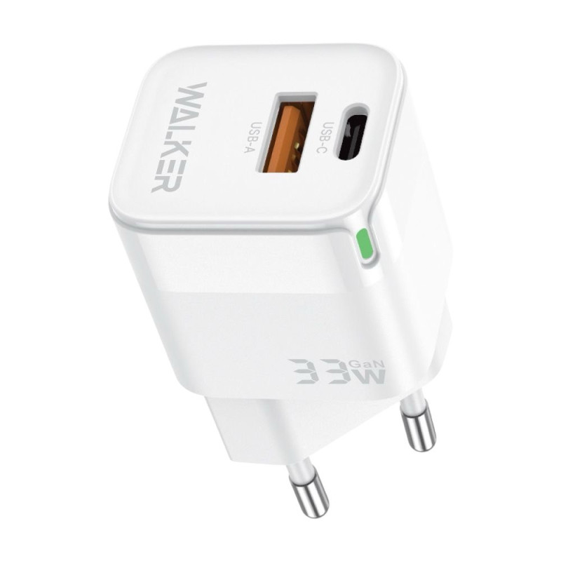 Зарядний пристрій Walker WH-43 USB-A, USB-C 33W white Зарядний пристрій Walker WH-43 USB-A, USB-C 33W white