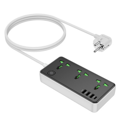 Мережевий подовжувач Hoco AC7A, 3 розетки, 3 USB-A, USB-C, 17W 1.8 метра black