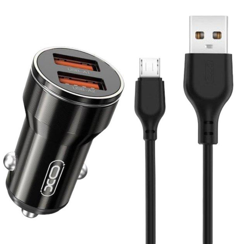 Автомобільний зарядний пристрій XO CC48 microUSB 2 USB 2.4 A black