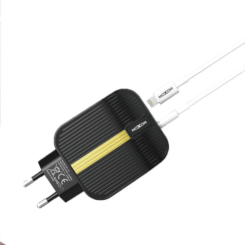 Зарядний пристрій з кабелем Lightning Moxom HC-23 1 USB 3000 mA 36W QC3.0, PD3.0 black