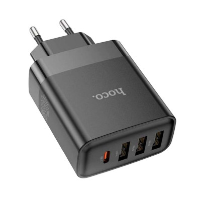Зарядний пристрій Hoco C127A 3 USB-A, USB-C PD 45W black Зарядний пристрій Hoco C127A 3 USB-A, USB-C PD 45W black