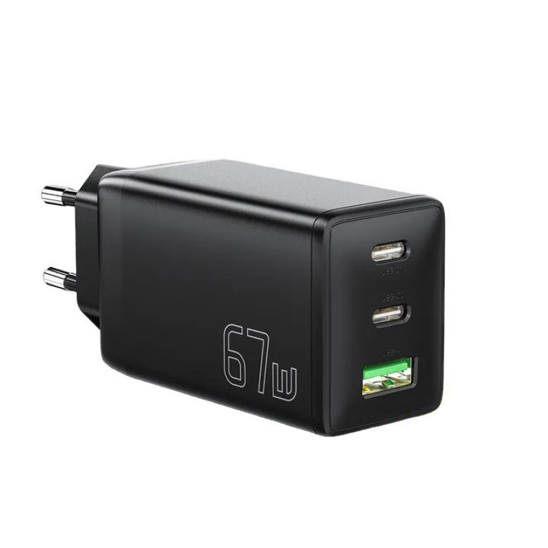 Зарядний пристрій Essager GaN 2 USB-C, USB-A 67W (G671A2CU) black