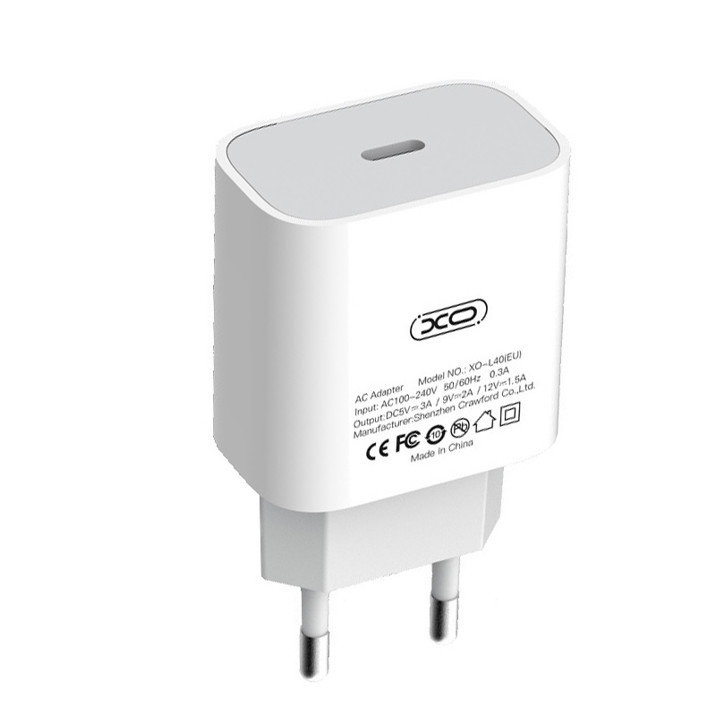 Зарядний пристрій XO L40 PD 18W Type-C white