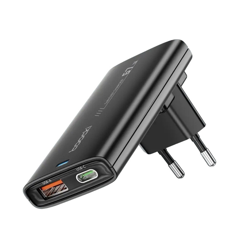 Зарядний пристрій Toocki GaN, USB-C, USB-A 67W (TCT67-16) black