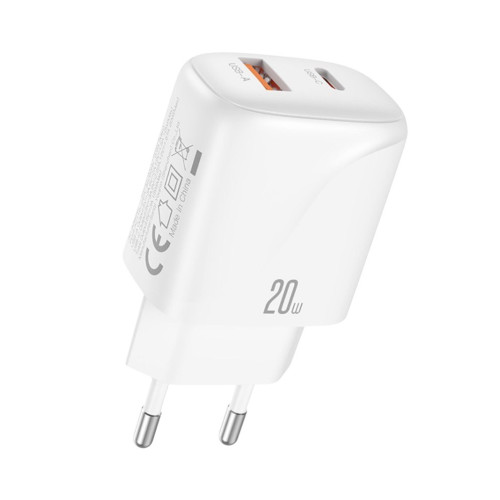 Зарядний пристрій XO L158 USB-C 20W, USB-A 18W white Зарядний пристрій XO L158 USB-C 20W, USB-A 18W white