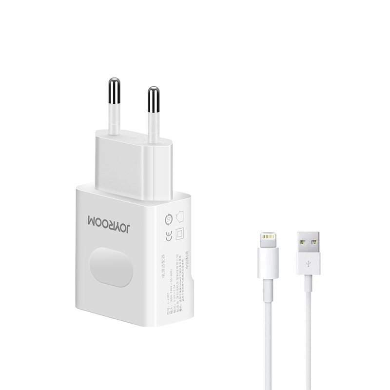 Зарядний пристрій з кабелем Lightning Joyroom L-L221 2 USB 2000 мА white