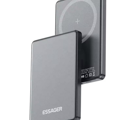 Зовнішній акумулятор Essager KR-W002 5000 mAh PD 20W space gray magnetic wireless charger Зовнішній акумулятор Essager KR-W002 5000 mAh PD 20W space gray magnetic wireless charger