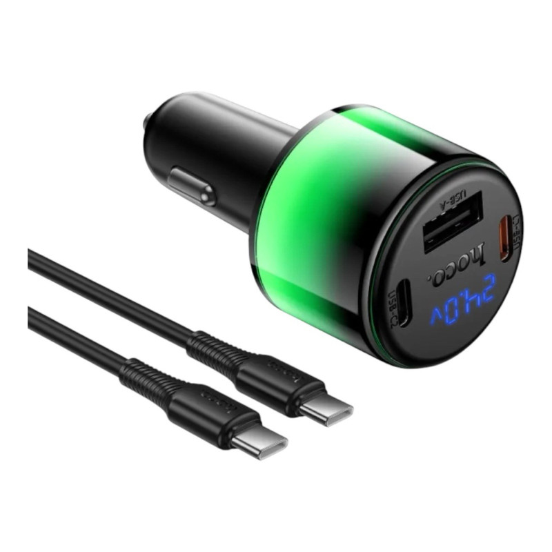 Автомобільний зарядний пристрій Hoco Z69A Type-C to Type-C USB-A, 2USB-C 37W black Автомобільний зарядний пристрій Hoco Z69A Type-C to Type-C USB-A, 2USB-C 37W black