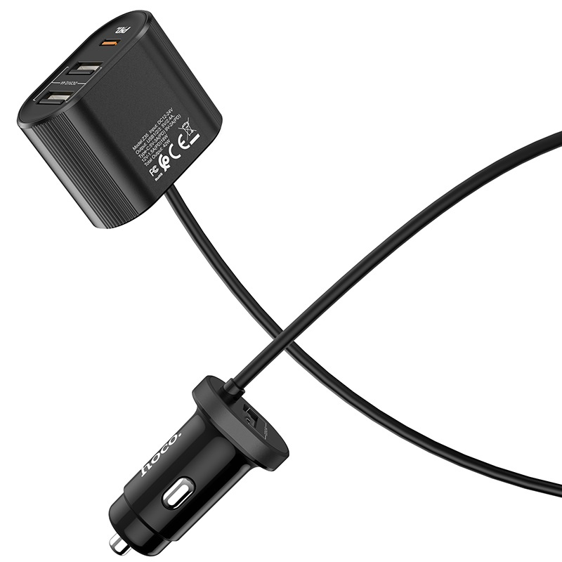 Автомобільний зарядний пристрій розгалужувач Hoco Z35 3 USB 3100 mA LCD black