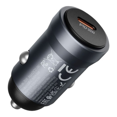Автомобільний зарядний пристрій Hoco Z62A USB-C 30W metal gray Автомобільний зарядний пристрій Hoco Z62A USB-C 30W metal gray