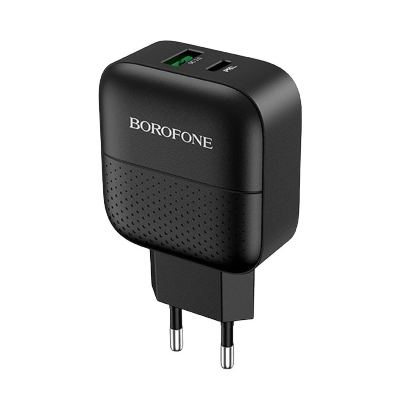 Зарядний пристрій Borofone BA46A USB-C PD 18W, USB-A QC3.0 black