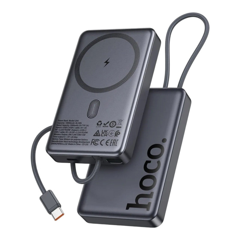 Зовнішній акумулятор Hoco Q44 20W MagSafe 10000 mAh metal grey