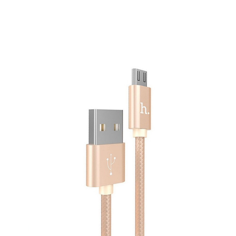 USB кабель Hoco X2 Knitted microUSB gold