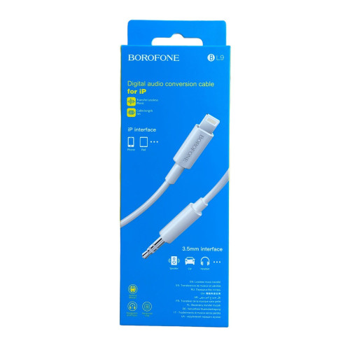 Перехідник iPhone Lightning на AUX 3.5 Borofone BL9 white Перехідник iPhone Lightning на AUX 3.5 Borofone BL9 white