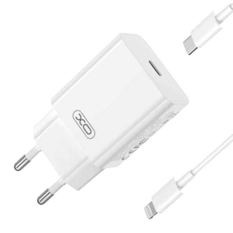 Зарядний пристрій з кабелем Type-C to Lightning XO L126 USB-C, PD 20W white