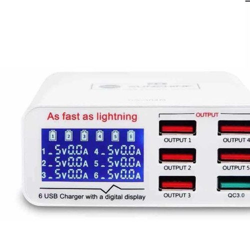 Зарядний пристрій Sunshine SS-304Q  6 USB 6000 mA QС3,0  white