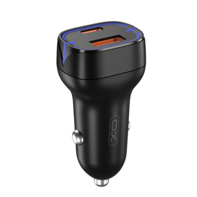 Автомобільний зарядний пристрій XO CC37 USB-A + USB-C PD + QC3.0, 20W 3А black Автомобільний зарядний пристрій XO CC37 USB-A + USB-C PD + QC3.0, 20W 3А black