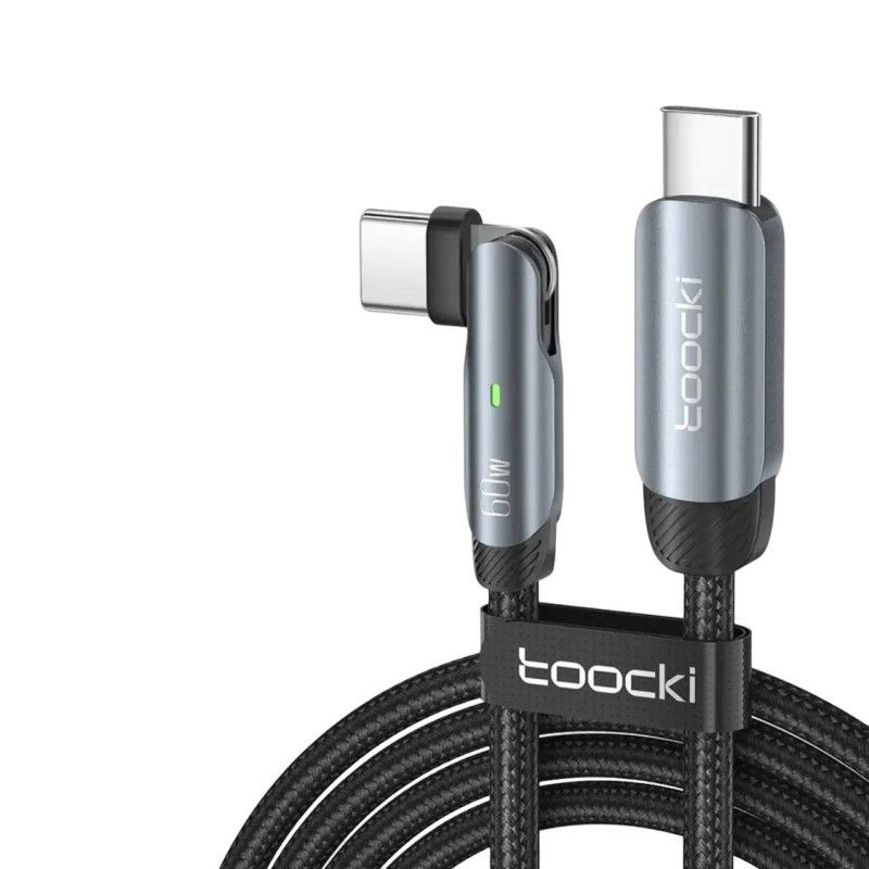 USB кабель Toocki Type-C to Type-C TQ-X40C3 LED, 60W black 2 метри
