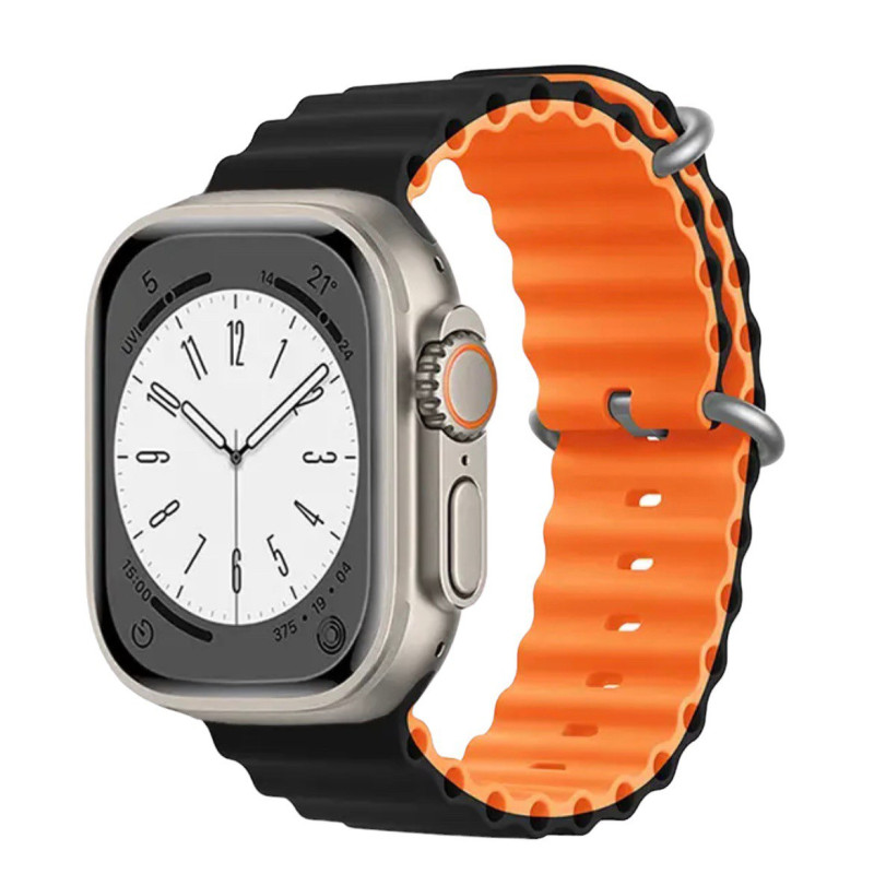 Ремінець для Apple Watch Ocean Band 42, 44, 45, 49 black orange
