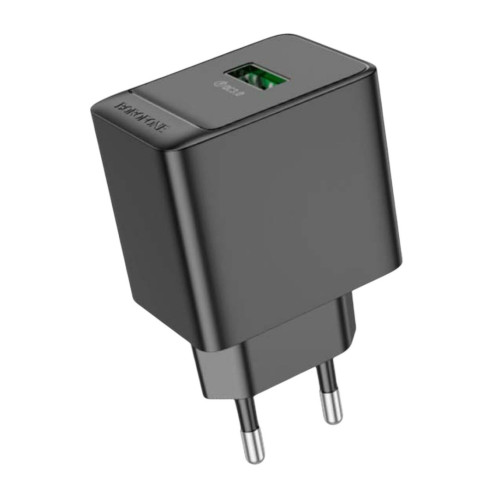 Зарядний пристрій Borofone BAS12A USB-A 3A, 18W, QC 3.0 black