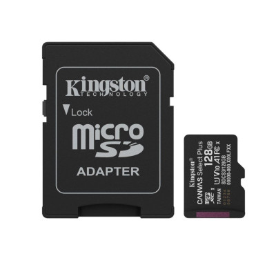 Карта пам'яті MicroSDXC 128GB UHS-I Class 10 Kingston Canvas Select Plus R150MB/s + SD-адаптер Карта пам'яті MicroSDXC 128GB UHS-I Class 10 Kingston Canvas Select Plus R150MB/s + SD-адаптер