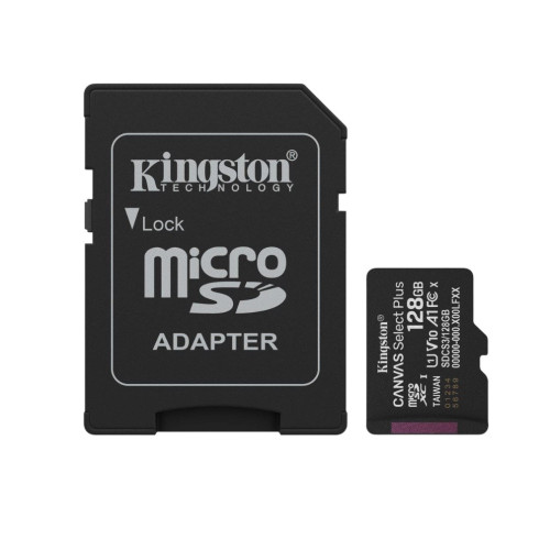 Карта пам'яті MicroSDXC 128GB UHS-I Class 10 Kingston Canvas Select Plus R150MB/s + SD-адаптер Карта пам'яті MicroSDXC 128GB UHS-I Class 10 Kingston Canvas Select Plus R150MB/s + SD-адаптер