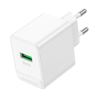 Зарядний пристрій Borofone BAS12A USB-A 3A, 18W, QC 3.0 white Зарядний пристрій Borofone BAS12A USB-A 3A, 18W, QC 3.0 white