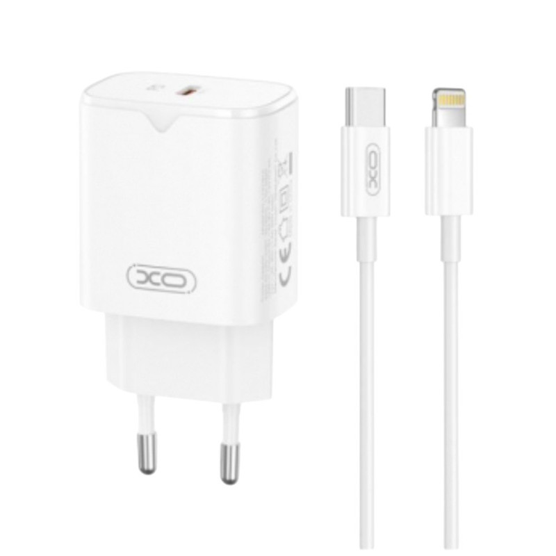 Зарядний пристрій з кабелем Type-C to Lightning XO L131A USB-C, PD 30W white