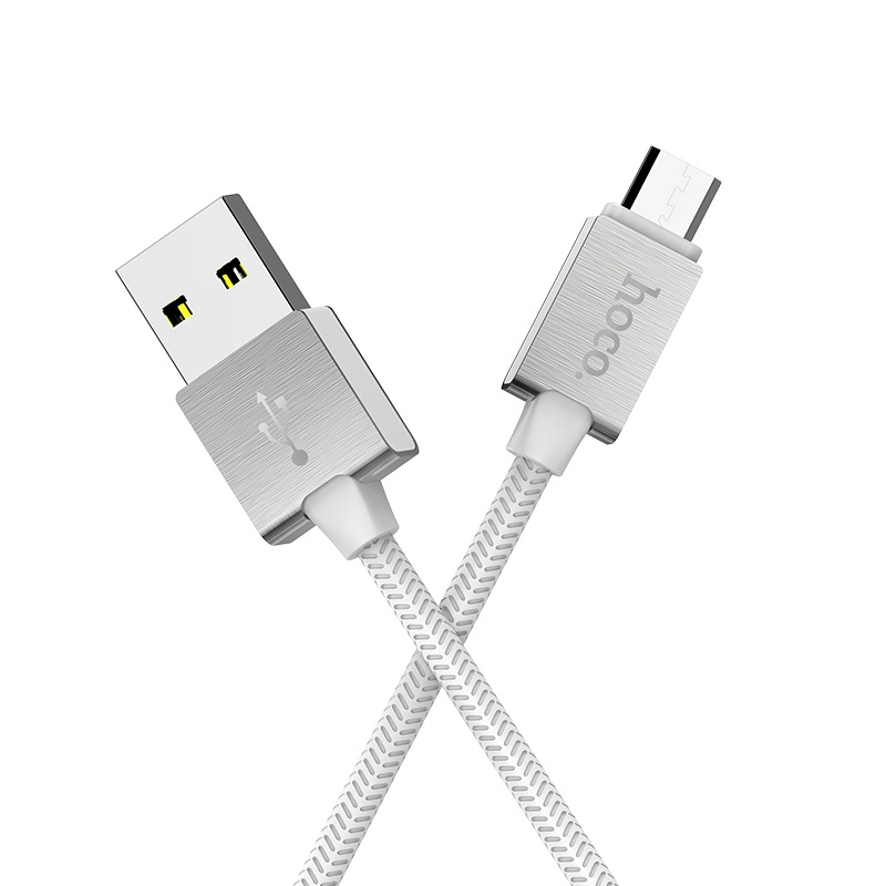 USB кабель Hoco U49 metal microUSB white