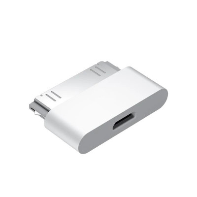 Перехідник з microUSB на iPhone 30 pin white