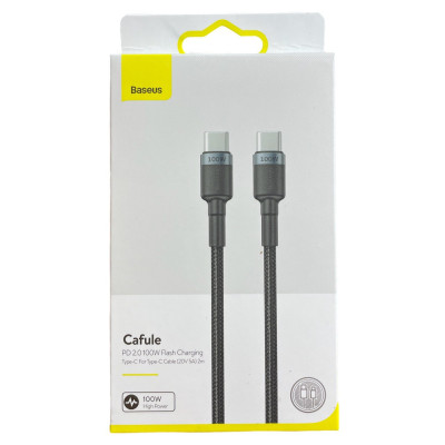 USB кабель Baseus Type-C to Type-C CATKLF-ALG1 100W black 2 метри USB кабель Baseus Type-C to Type-C CATKLF-ALG1 100W black 2 метри