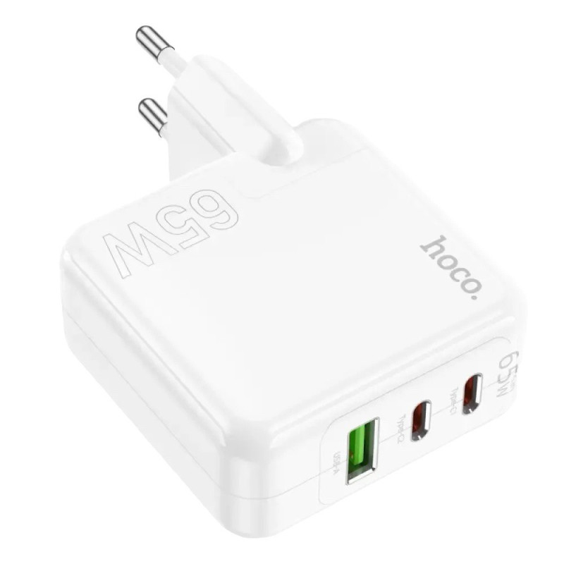 Зарядний пристрій Hoco C115A, 2 USB-C 65W, USB-A 18W QC3.0 white