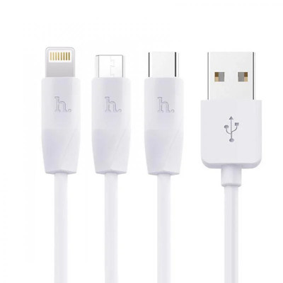 USB кабель Hoco X1 Rapid 3 в 1 microUSB, Lightning, Type-C white USB кабель Hoco X1 Rapid 3 в 1 microUSB, Lightning, Type-C white