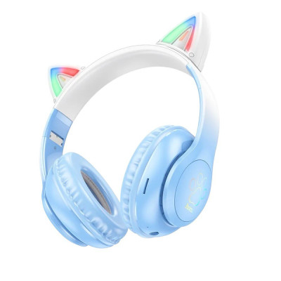 Навушники накладні Hoco W42 Cat Ears over-ear BT5.3 crystal blue Навушники накладні Hoco W42 Cat Ears over-ear BT5.3 crystal blue