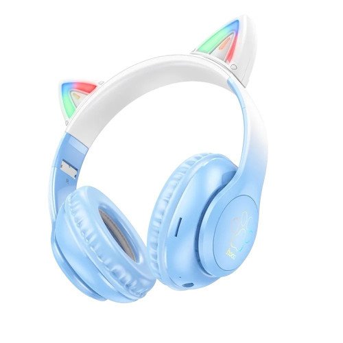 Навушники накладні Hoco W42 Cat Ears over-ear BT5.3 crystal blue