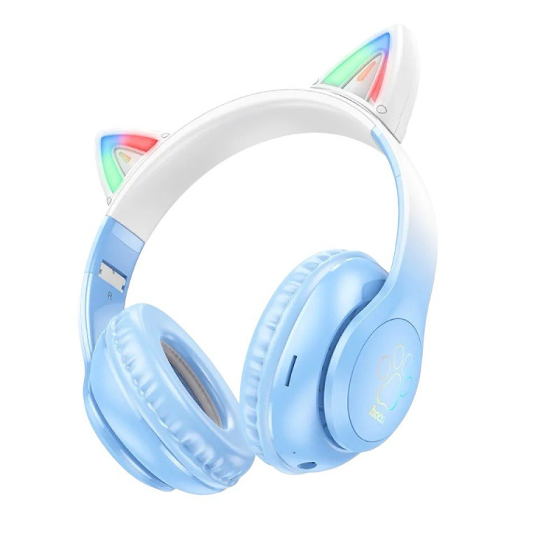 Навушники накладні Hoco W42 Cat Ears over-ear BT5.3 crystal blue