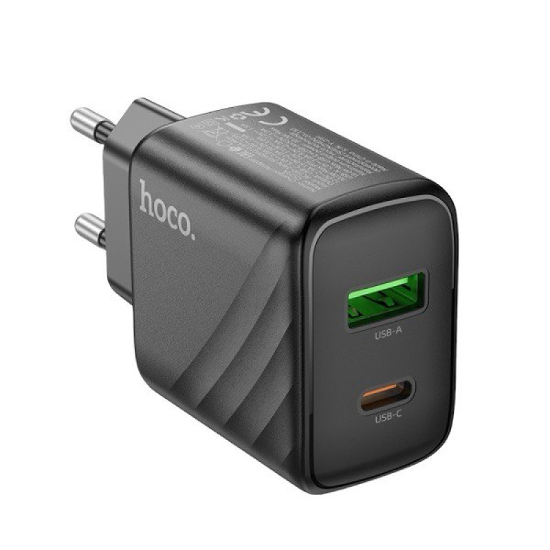 Зарядний пристрій Hoco CS23A USB-C 30W, USB-A QC3.0 black