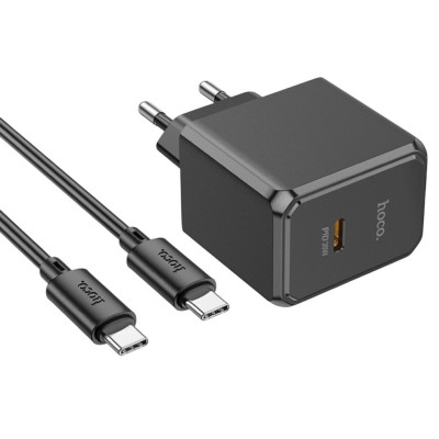 Зарядний пристрій з кабелем Type-C to Type-C Hoco CS15A USB-C, PD 30W black Зарядний пристрій з кабелем Type-C to Type-C Hoco CS15A USB-C, PD 30W black