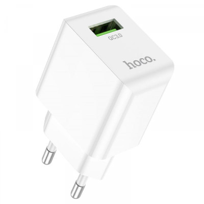 Зарядний пристрій Hoco C98A USB-A 3A, 18W, QC3.0 white