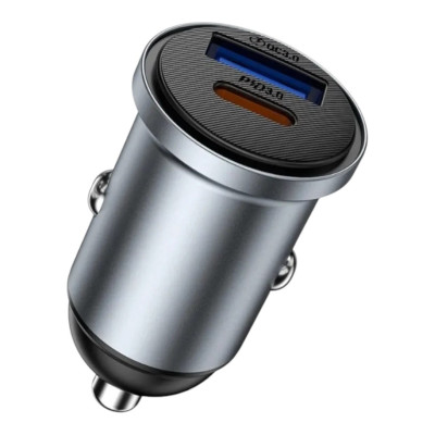 Автомобільний зарядний пристрій WiWU Wi-CC030 USB-A, USB-C 35W grey Автомобільний зарядний пристрій WiWU Wi-CC030 USB-A, USB-C 35W grey