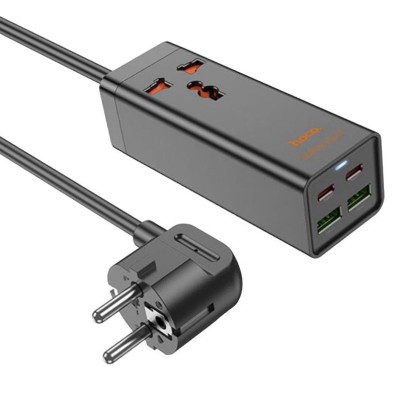 Зарядний пристрій Hoco AC10A, 2 USB-C, 2 USB-A 65W black Зарядний пристрій Hoco AC10A, 2 USB-C, 2 USB-A 65W black