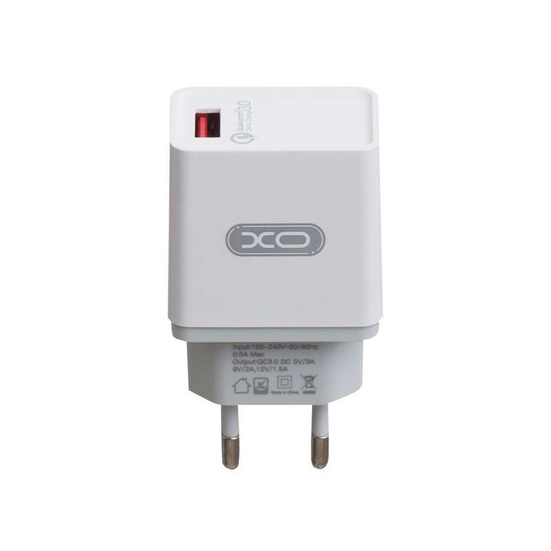 Зарядний пристрій XO L32 1 USB 3000 mA QC 3.0 quick charge white