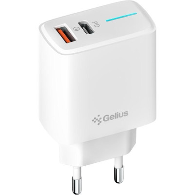 Зарядний пристрій Gelius Radiance GP-HC058 USB-A, USB-C 25W white Зарядний пристрій Gelius Radiance GP-HC058 USB-A, USB-C 25W white