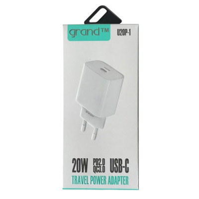 Зарядний пристрій Grand U20P-1, USB-C PD 20W, white Зарядний пристрій Grand U20P-1, USB-C PD 20W, white