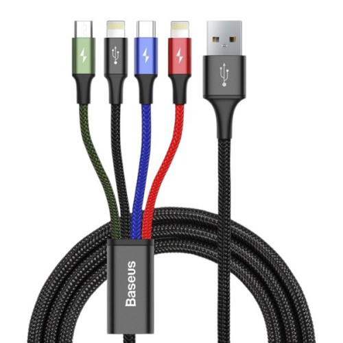 USB кабель Baseus 4 в 1 microUSB, Lightning, Lightning, Type-C CA1T4-A01 black USB кабель Baseus 4 в 1 microUSB, Lightning, Lightning, Type-C CA1T4-A01 black
