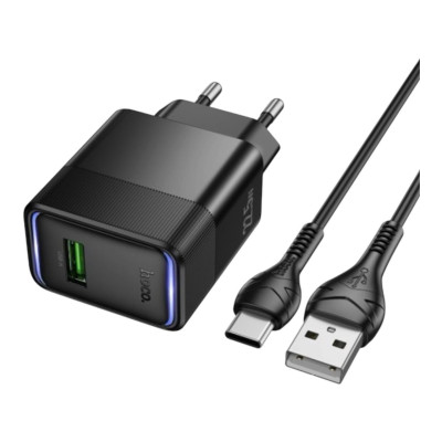 Зарядний пристрій з кабелем Type-C Hoco CS111A USB-A 22.5W black
