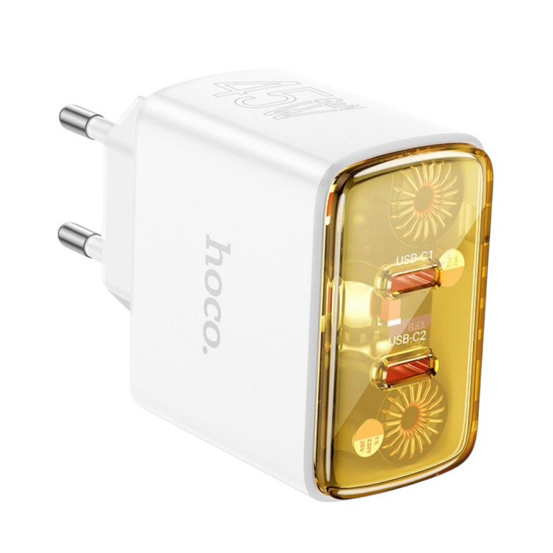 Зарядний пристрій Hoco CS43A 2USB-C  PD 45W white Зарядний пристрій Hoco CS43A 2USB-C  PD 45W white