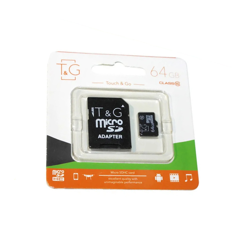 Карта пам'яті microSD 64 Гб T&G з адаптером class 10