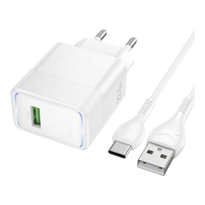 Зарядний пристрій з кабелем Type-C Hoco CS111A USB-A 22.5W white
